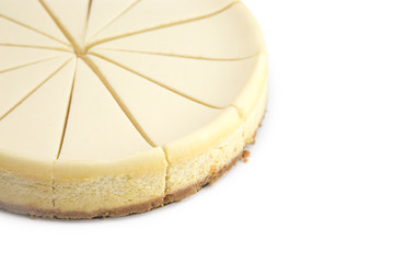 Plain New York Style Cheese Cake on a White Background