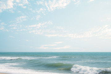 Fototapeta na wymiar Seascape - wave foam beach background in vintage nature style.