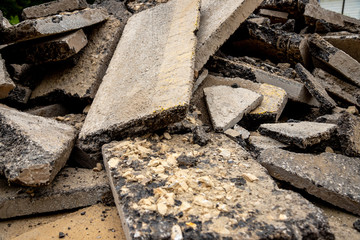 fragments of broken asphalt 