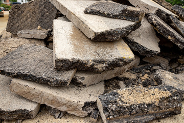 fragments of broken asphalt 