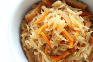 Japanese food, dried radish simmered with shiitake mushroom