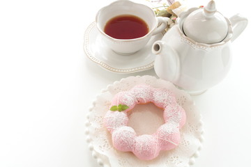 Homemade strawberry chocolate donut ring