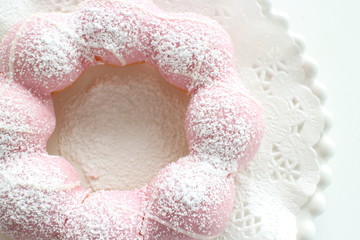 Homemade strawberry chocolate donut ring