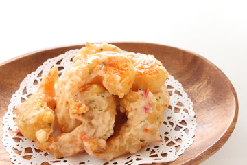 Chinese food, deep fried prawn and mayonnaise for dim sum image