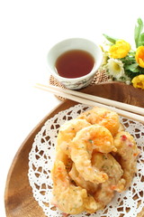 Chinese food, deep fried prawn and mayonnaise for dim sum image