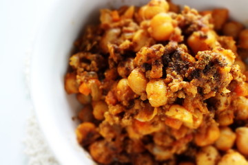 Chick pea and mince simmered spicy sauce