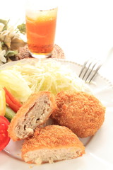 Mince meat ball croquette for Japanese style food