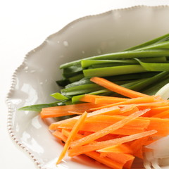 Chopped vegetables on bowl