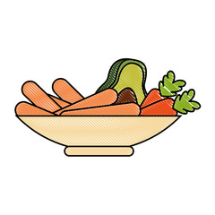 delicious chicken meat and vegetables vector illustration design