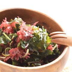 Japanese food, seaweed and agar salad bowl