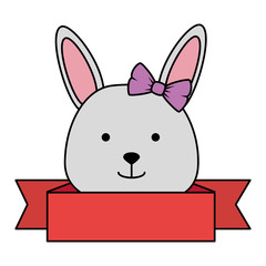 cute female rabbit head character icon vector illustration design