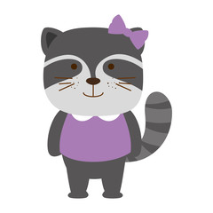 cute raccoon female character icon vector illustration design
