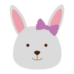 cute female rabbit head character icon vector illustration design