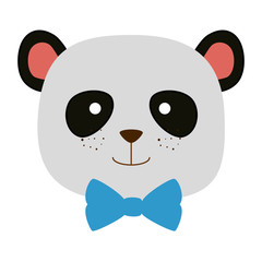 cute bear panda head character vector illustration design