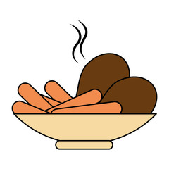 drumsticks chicken and sausages vector illustration design