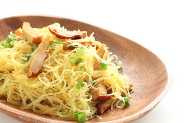 Homemade Singapore stir fried rice noodles
