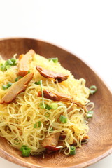 Homemade Singapore stir fried rice noodles