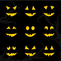 Vector Illustration of Halloween Face Expression