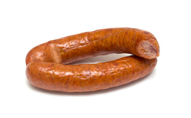 smoked sausages on a white background