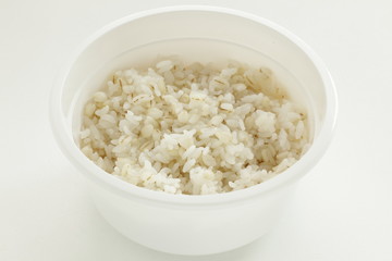 Japanese food, press barley and rice in lunch box