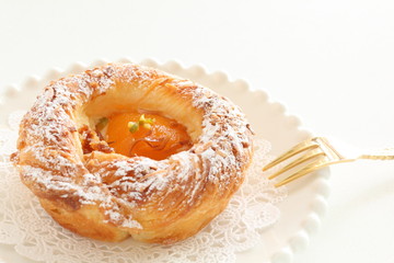 Homemade apricot pastry bun