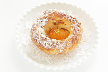 Homemade apricot pastry bun