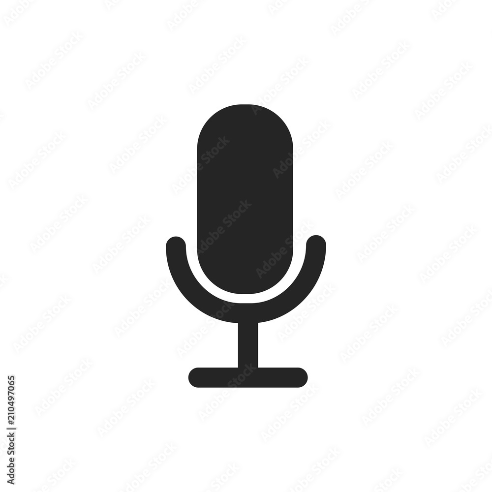 Poster microphone icon. record symbol. voice sign, flat vector element isolated on white background. simple