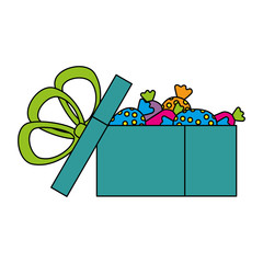 gift box present with candies vector illustration design