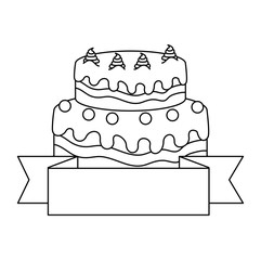 sweet and delicious cake with ribbon vector illustration design