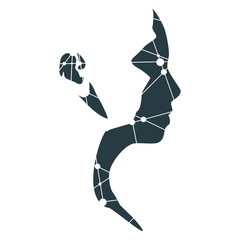 Face profile view. Elegant silhouette of a female head. Silhouette textured by lines and dots pattern