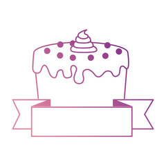 sweet and delicious cake with ribbon vector illustration design