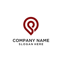 Letter P pin point logo design