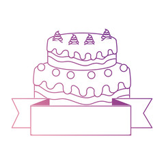 sweet and delicious cake with ribbon vector illustration design