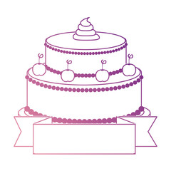 sweet and delicious cake with ribbon vector illustration design