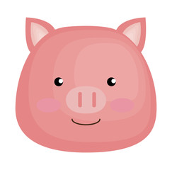 cute pig head character icon vector illustration design