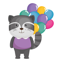 cute raccoon character icon vector illustration design