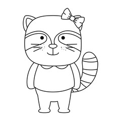 cute raccoon female character icon vector illustration design