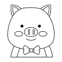 cute pig character icon vector illustration design