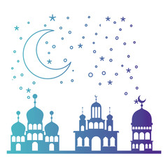 Fototapeta na wymiar arabic castles in the night scene vector illustration design