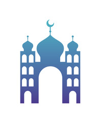 arabic castle tower with moon vector illustration design