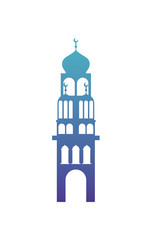 arabic castle tower with moon vector illustration design