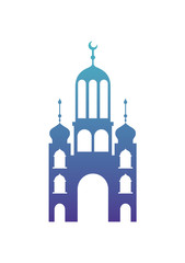 arabic castle tower with moon vector illustration design