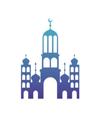 arabic castle tower with moon vector illustration design