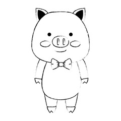 cute pig character icon vector illustration design