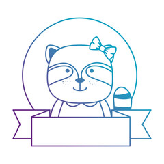 cute raccoon character with ribbon vector illustration design