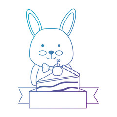 cute rabbit with sweet cake portion character icon vector illustration design