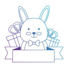 cute rabbit with gifts character icon vector illustration design