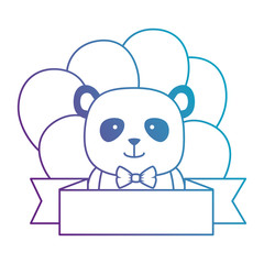 cute bear panda with balloons helium character vector illustration design