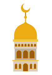 arabic castle tower with moon vector illustration design