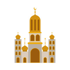 arabic castle tower with moon vector illustration design